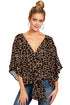 Women's Leopard Print Floral Tie Front Shirt